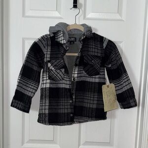 Flint Black and Gray Plaid Jacket with Hood kids M(5)